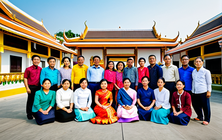 교사 오프라인 워크숍 운영법 - A Thai female teacher, fully clothed in a modest, professional dress, demonstrating a new educationa...